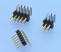 966 / 967 - Stiftleisten RM 2,54mm, gewinkelt, 1-/2-reihig - abgesetzter Isolierkörper